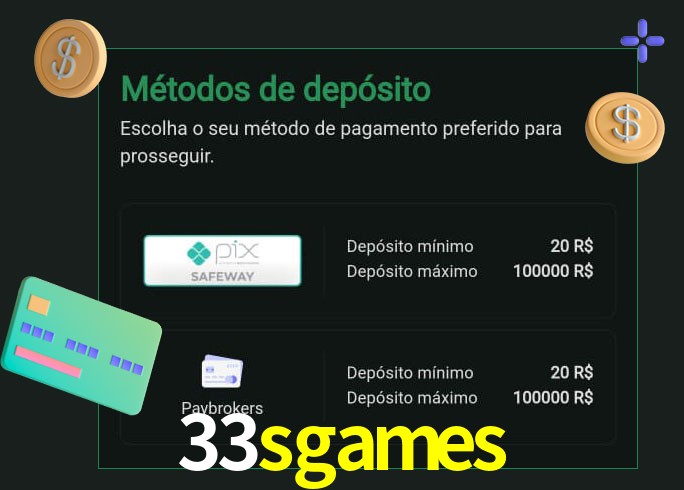 O cassino 33sgames oferece uma grande variedade de métodos de pagamento